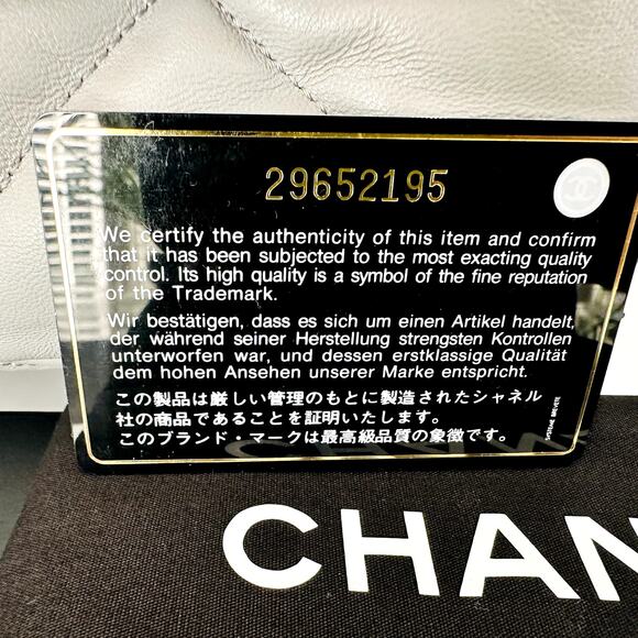 Chanel 19 Goatskin Quilted Medium Flap Purse Grey Tri-Color Chain Full Set & Box - Picture 13 of 15